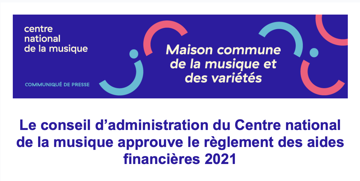 Approbation des aides financières 2021 du CNM