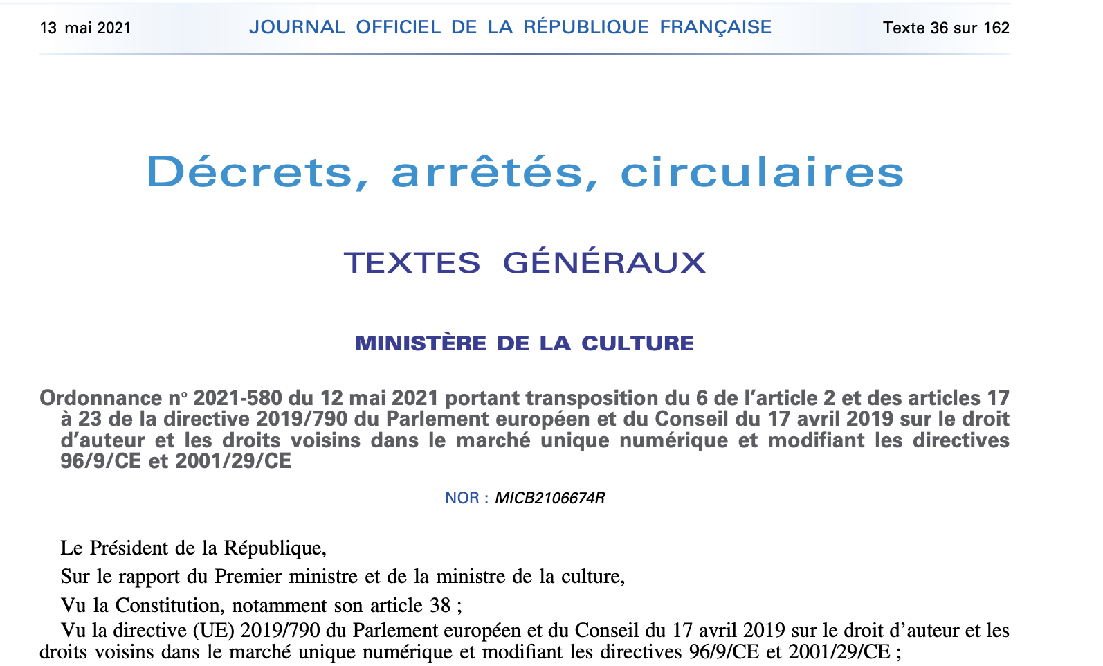 Directive droit d’auteur : quelques nouveautés dans la transposition française